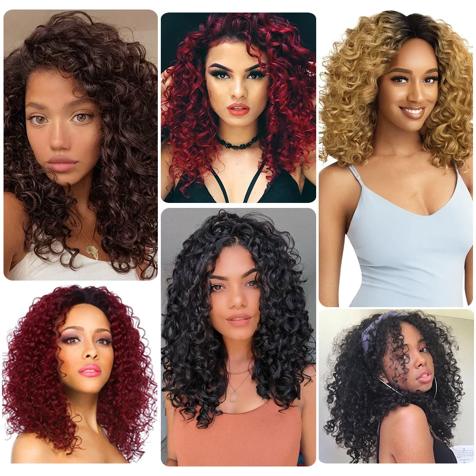 Synthetic Jerry Curly Lace Front Wigs For Women Short 14