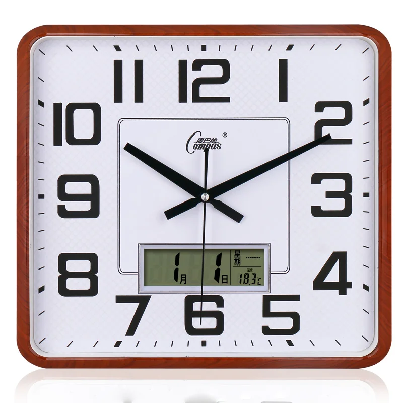 

Square Led Large Wall Clock Silent Living Room Bedroom Clock Modern Week Temperature Humidity Clocks Atmospheric Calendar Reloj