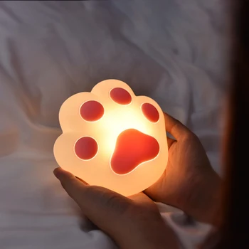

USB Charging Colorful Atmosphere Lamps Portable 3 Modes Dimmable Lamp Room Bed Bedside Cat Paw Shaped Touch Night Light