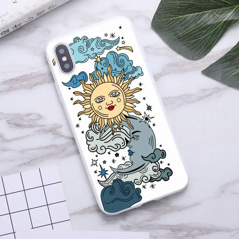 

Fashion Sun Moon Face Shockproof Phone Case for iPhone 11 Pro Max X XR XS 8 7 6s Plus Candy white Silicone Cases