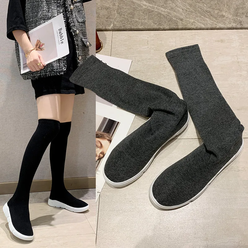 Botas altas De Invierno para mujer, zapatos altos hasta el muslo, botas De  baloncesto, calcetines largos, 2020 - AliExpress Calzado