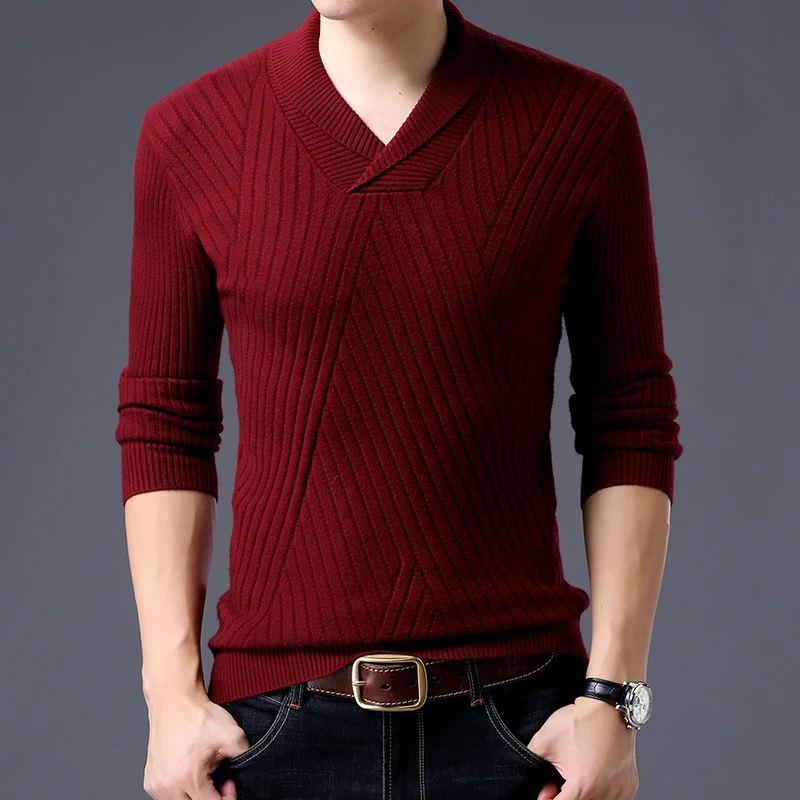 Модный брендовый мужской свитер, пуловеры с v-образным вырезом, облегающие вязаные Джемперы, осенняя повседневная мужская одежда в Корейском стиле