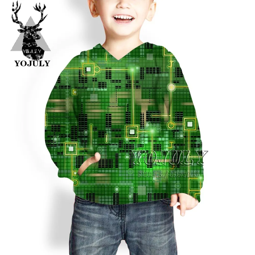 YOJULY Matrix задний план Стиль 3D Drucken мода уличная 3D пуловер для маленьких мальчиков и девочек подростков хип хоп Детская толстовка C85