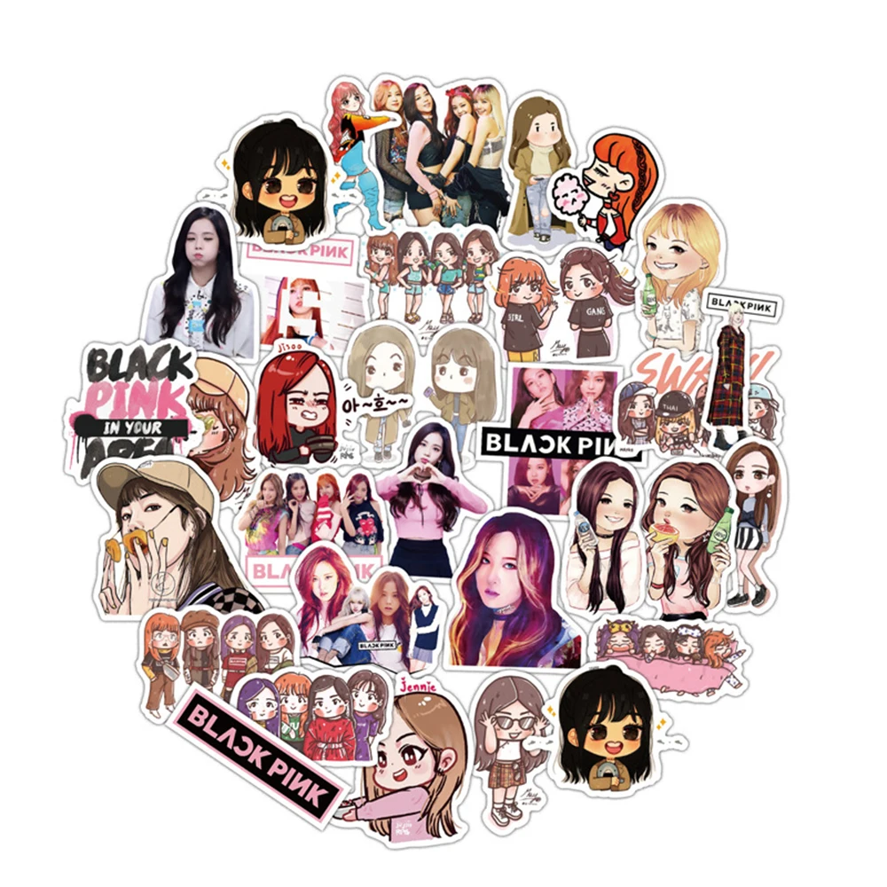 54pc 54 шт./компл. 54 blackpink корейский комбинации kpop наклейки этикетки из ПВХ водонепроницаемый стикер автомобиля граффити vsco наклейки - Цвет: 54pc