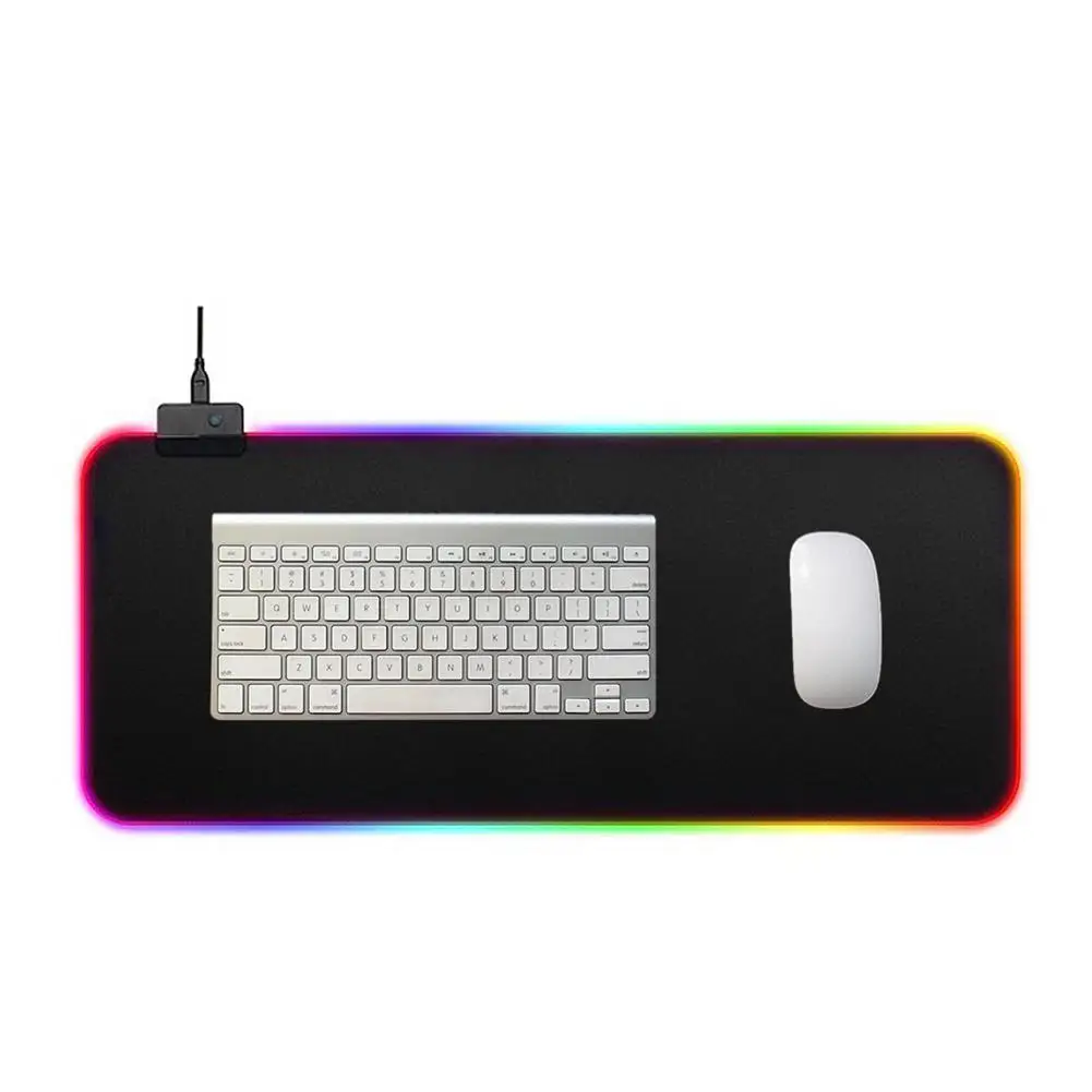 RGB Gaming Mouse Pad Oversized Glowing LED Extended Illuminated USB Keyboard Pad Thicken Colorful Luminous Desktop Mouse Mat Wit