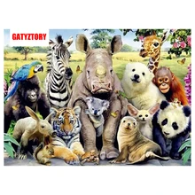 GATYZTORY 5D алмазная живопись полная квадратная дрель домашний декор DIY Алмазная вышивка Стразы мозаичная картина на заказ животные из зоопарка