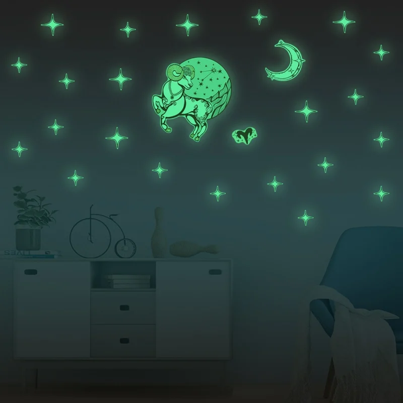 12 созвездий светящиеся наклейки DIY самоклеящиеся наклейки на стены светится в темноте для детской комнаты спальни