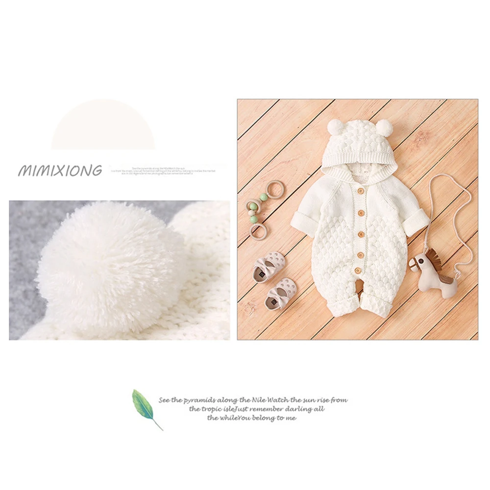 LOOZYKIT/детские вязаные комбинезоны с рисунком медведя; Осенний комбинезон для новорожденных мальчиков; зимний свитер с длинными рукавами; Детский комбинезон