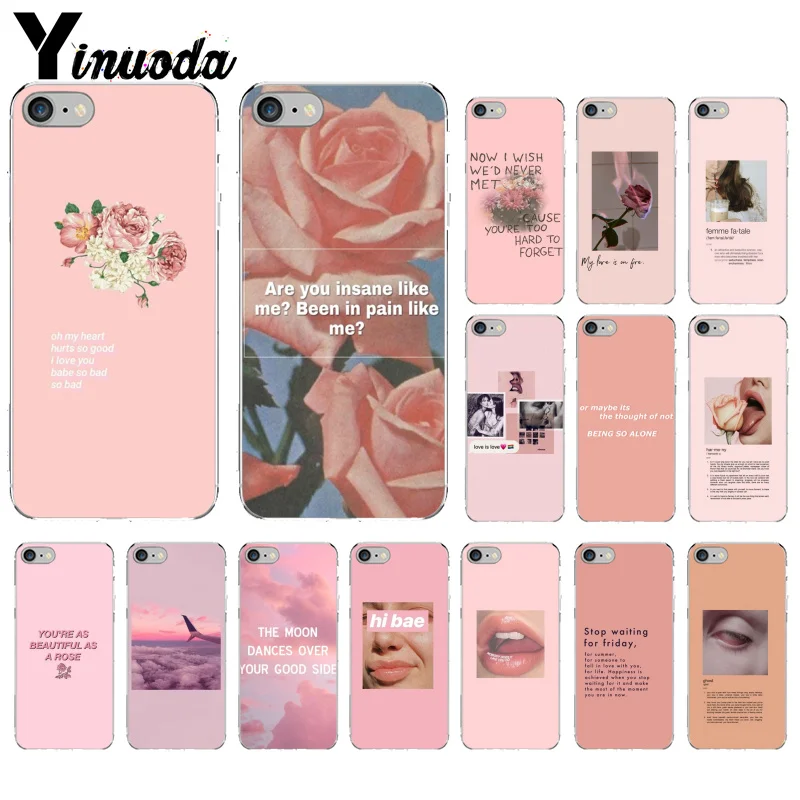 Винтажный Розовый чехол Yinuoda с изображением текста песен для Apple iPhone 8 7 6 6S Plus X XS MAX 5