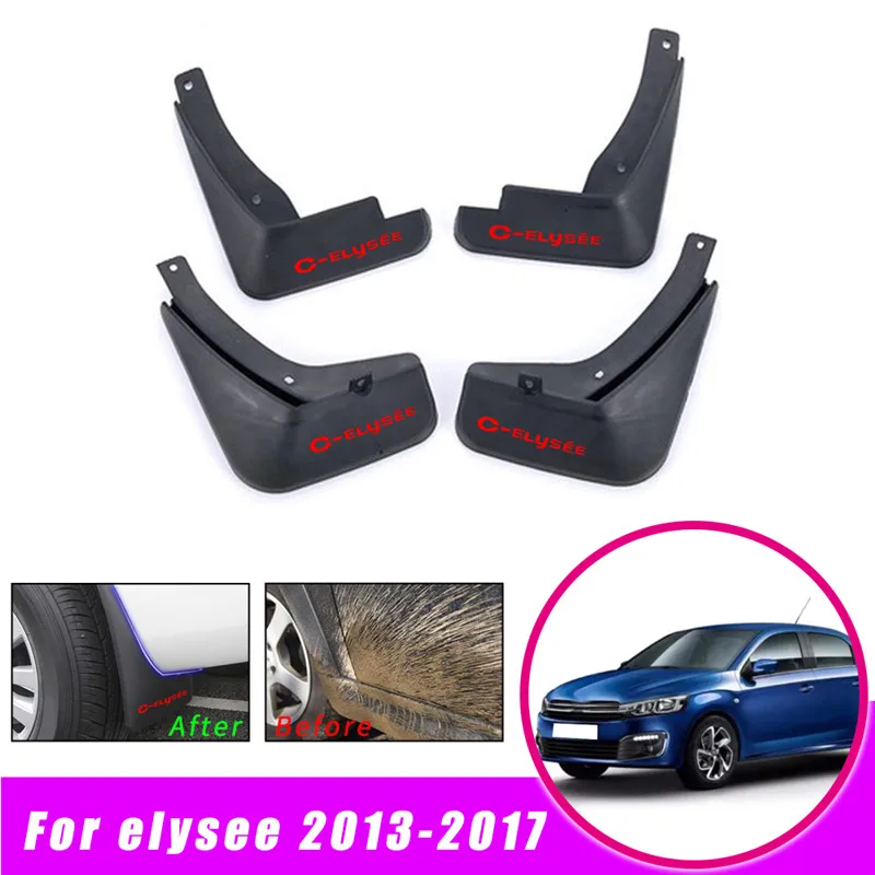 Брызговик для автомобиля Citroen C-Elysee/Elysee 2013- брызговик, крыло брызговик брызговики брызговик аксессуары для автомобиля 4 шт - Цвет: Красный