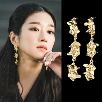 

AENSOA 2020 New Fashion Irregular Long Gold Color Earrings Trendy Geometric Long Drop Dangle Earrings for Women Party Jewelry