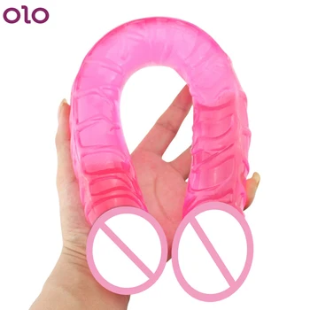 Double Dildo Big Penis for Women Lesbian Anal Butt Plug Flexible Soft Jelly Dual Ended Dong Adult Game Female Masturbation 2