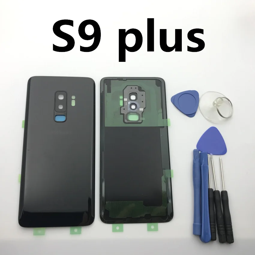 s9 plus black Замена оригинальной задней панели батареи Стекло задняя дверь Крышка для samsung Galaxy s9 s9+ edge plus G960 G960F G965 G965F+ инструмент - Цвет: s9 plus black