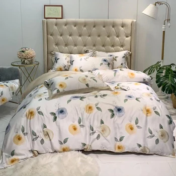 

Luxury 4pcs Bedding Set 100% Silk Duvet Cover Sets with Zipper Closure 1 Quilt Cover + 1 Flat Sheet +2 Pillowcases US/EU/AU Size