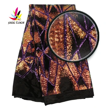 

Nigerian Glitter Sequinces Lace Fabric 2019 New Design High Quality African Embroidered Lace Fabric For Women Dress AMY2988B