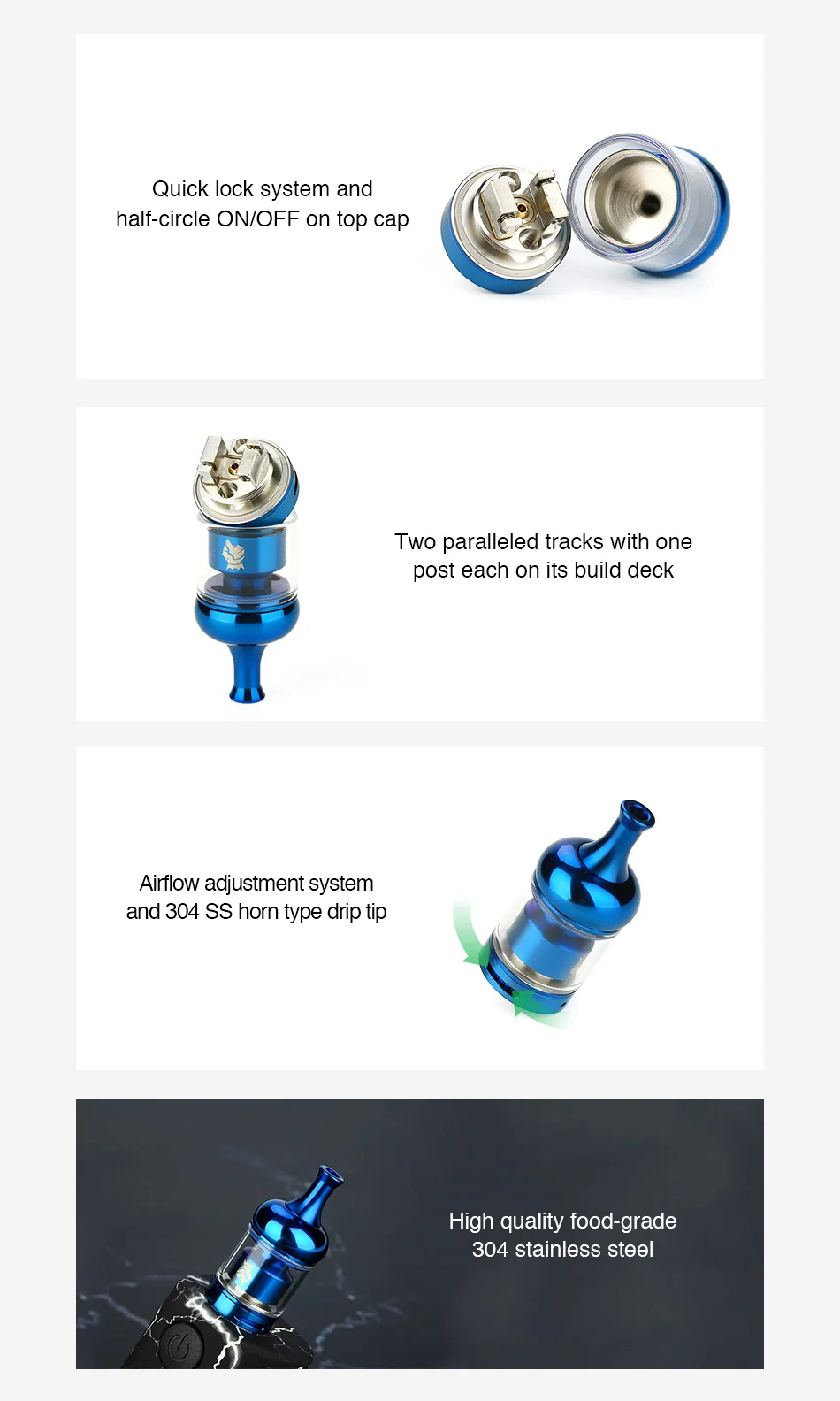 Original KAEES Aladdin MTL RTA 510 Thread Tank 22mm Diameter 2ml 4ml Capacity Quick lock system Rebuildable E-Cig Tank Atomizer (1)