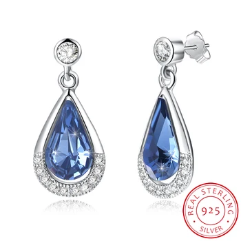 

INALIS 925 sterling silver wedding women's diamond Water drops crystal Stud earrings fashion jewelry for women for a girl