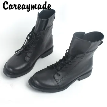 

Careaymade-New original hand-made plain style leather short boots autumn women's leather single boots RETRO art women's Boots