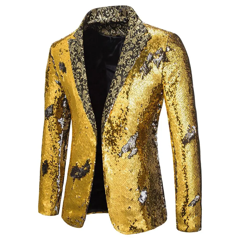 Hot Sales Charm Men's Casual Fit Suit Coat Jacket Sequin Party Top Patchwork Cardigan Hot Sales Charm Men's Casual Fit Suit Coat Jacket Sequin Party Top Patchwork Cardigan