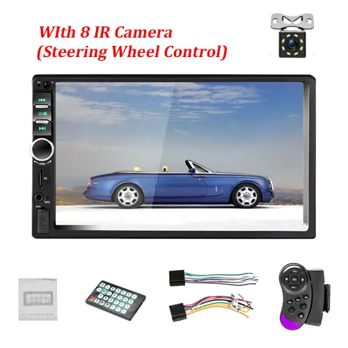 Автомобильная семейная Автомагнитола 2 Din " HD сенсорный Bluetooth общий мультимедийный плеер авторадио MP5 USB аудио стерео с камерой заднего вида - Цвет: SWC and 8 IR