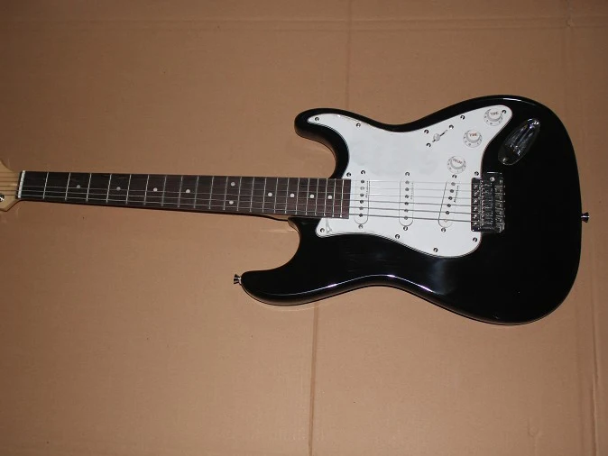 Фабричный магазин черный корпус гриф из розового дерева ST с подписью 6 струн