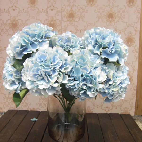 Blue Искусственная Гортензия 5 букет для дома и сада букет декора Майорка цветок вечерние - Цвет: Blue