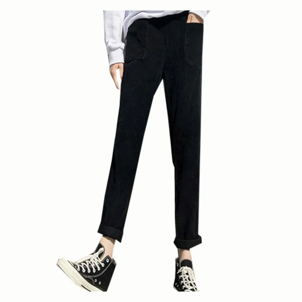 Модные женские брюки, повседневные зимние штаны, свободные одноцветные брюки, брюки-карандаш, длинные штаны, pantalones mujer, женские брюки# BY20 - Цвет: Черный