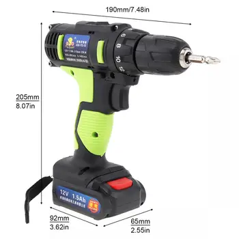 

Cordless 12V Electric Drill Screwdriver Power Tools with 18 Gear Torque and Two-speed Adjustment for Handling Screws Punching