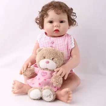 

19in 19in Realistic Reborn Doll Soft Full Silicone Vinyl Newborn Babies Curls Girl Princess Lifelike Handmade Toy Children Gifts