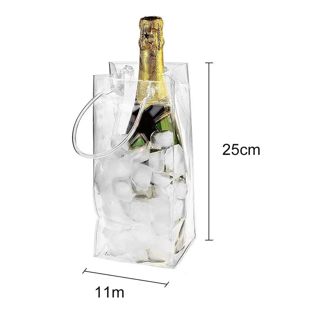 PVC Anti-leakage Transparent Refrigerated Champagne Red Wine Bottle Ice Tote Bag Picnic Food Cooler Box Tote Storage Ice Bags