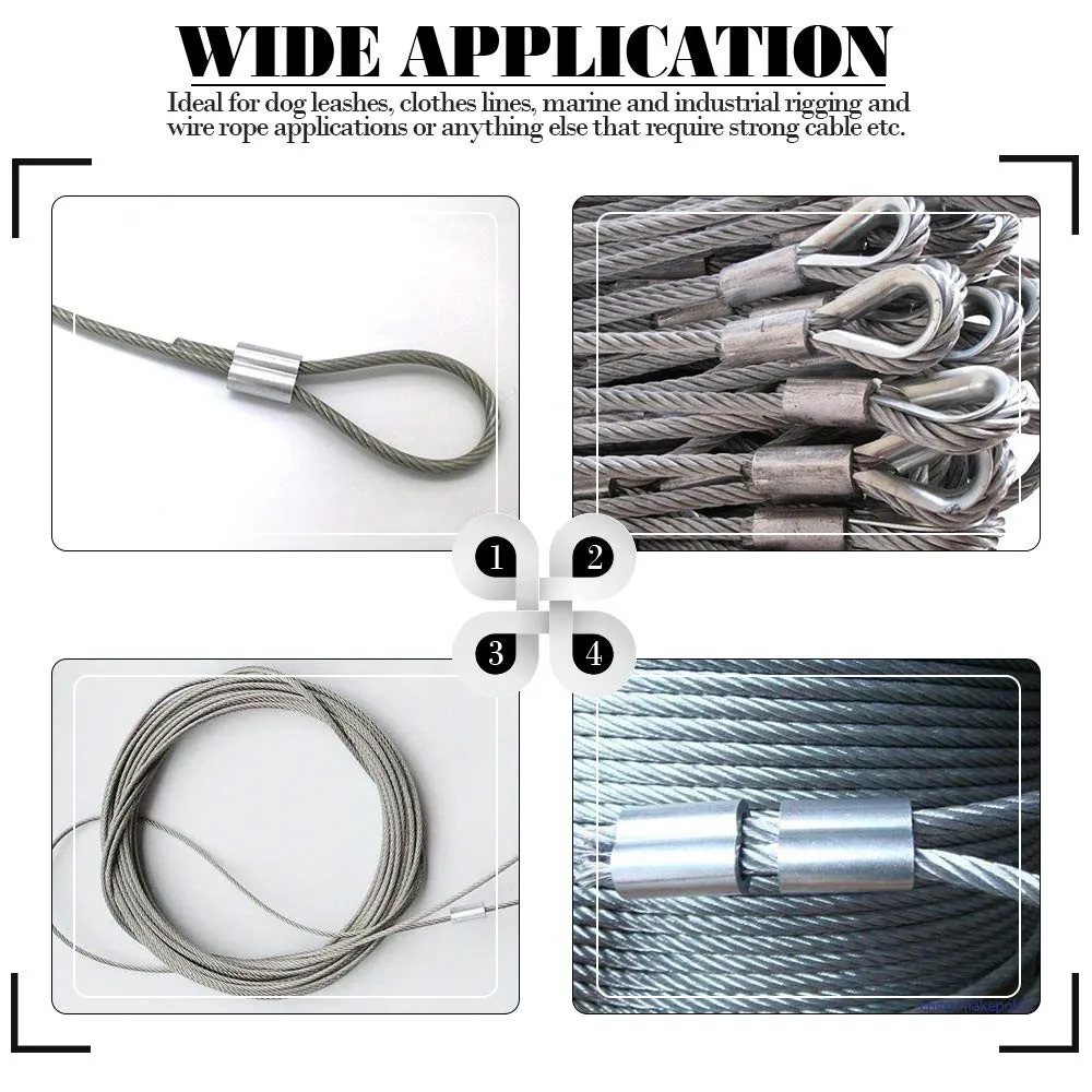 Crimping Loop Sleeve Sturdy Stainless Steel for Cable Line End for Cable Thimbles Rigging 