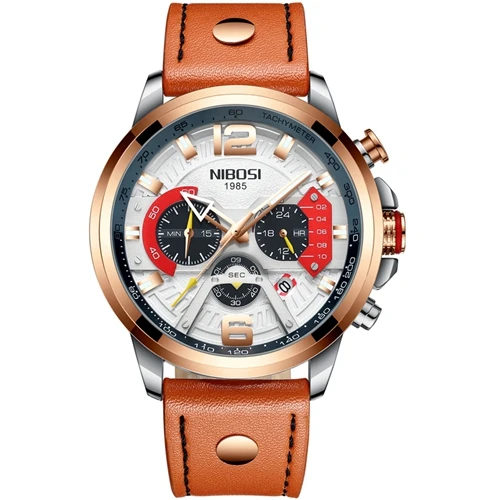 NIBOSI Relogio Masculino мужские часы лучший бренд класса люкс мужские часы Военные Спортивные кварцевые кожаные часы на запястье часы синие водонепроницаемые - Цвет: D