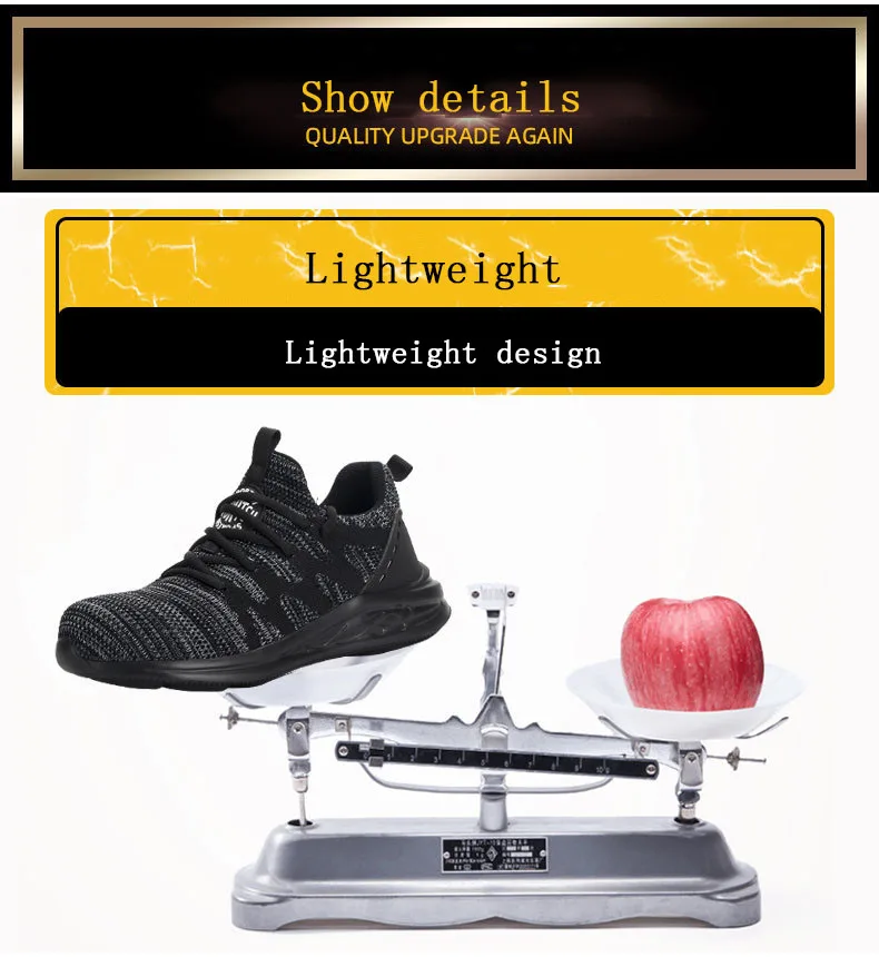 Men Steel Toe Work Shoes Lightweight Breathable Fashion Sport Safety Shoes Steel Toe Womens Shoes Indestructible Shoes Plus size