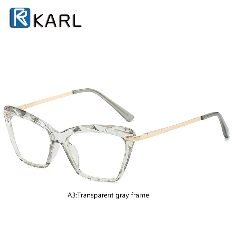 Прозрачная оправа для очков, Женская оправа, очки кошачий глаз, оптическая оправа для очков, женские компьютерные очки, поддельные очки для женщин - Цвет оправы: Transparent gray