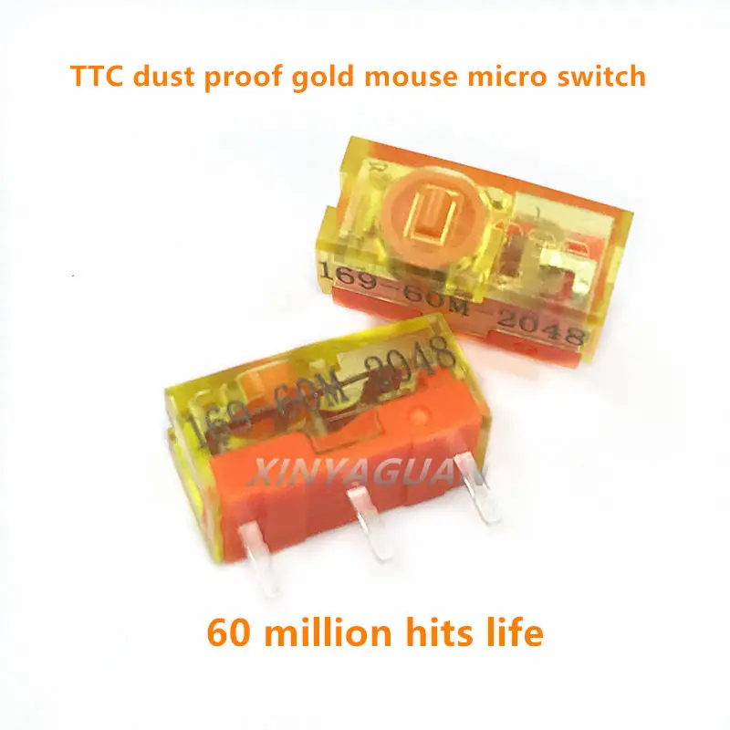 2Pcs/lot New TTC dustproof gold series mouse micro switch 3-pin gold alloy contact 30M 60M 80 million click life mouse button