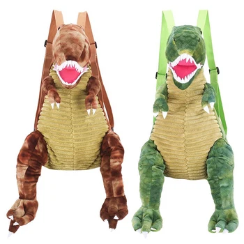 

2x Kids Backpacks Cute Cartoon Dinosaur Printed School Bags for Kindergarten Girls Boys Children Brown & Green