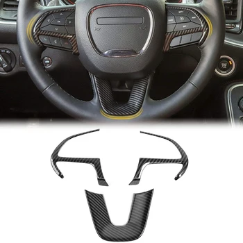 

Hot 4Pcs ABS Carbon Fiber Steering Wheel Cover Trim for Dodge Challenger 2015-2020 Car Styling