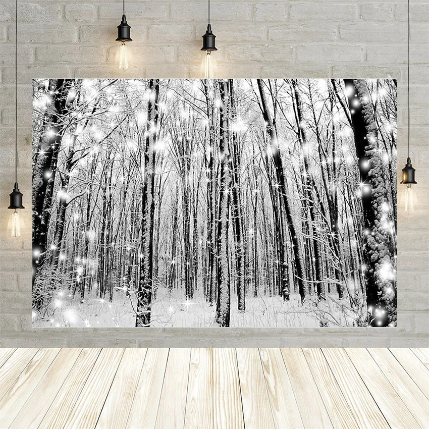 

Avezano Winter Snow Forest Photography Background Tree Shiny Snowflake Baby Portrait Photographic Backdrop Photo Studio Photocal