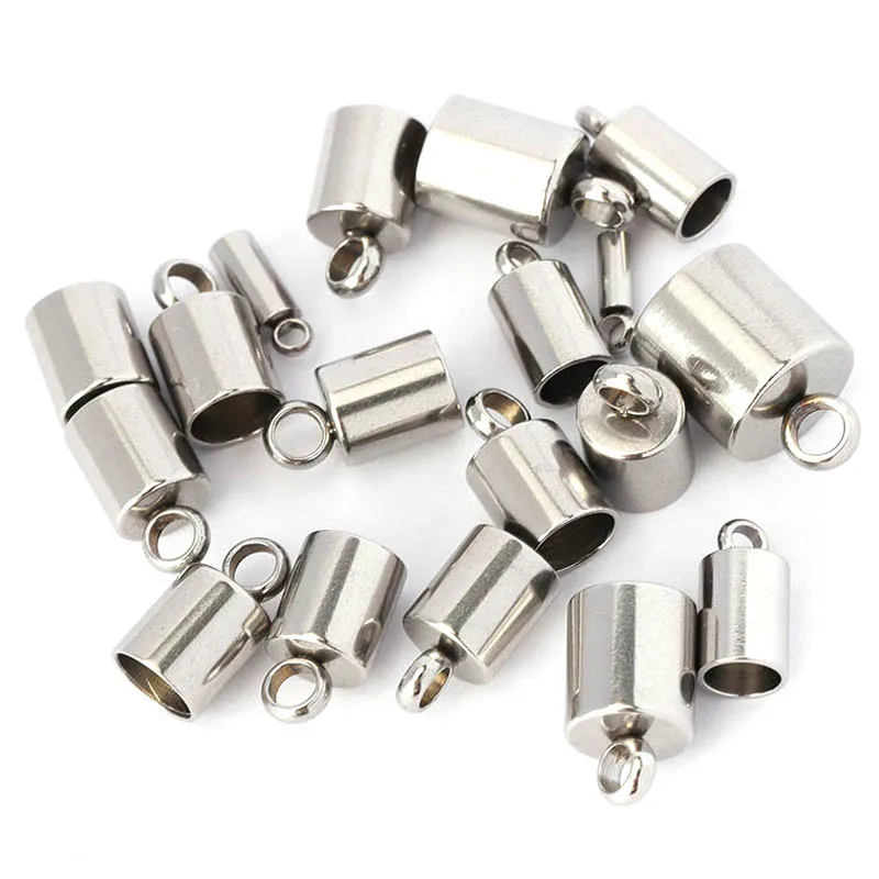 10pcs End Caps Matel 316L Stainless Steel Jewelry End Caps for DIY Bracelet Charms Pendants Jewelry Making Components Wholesale
