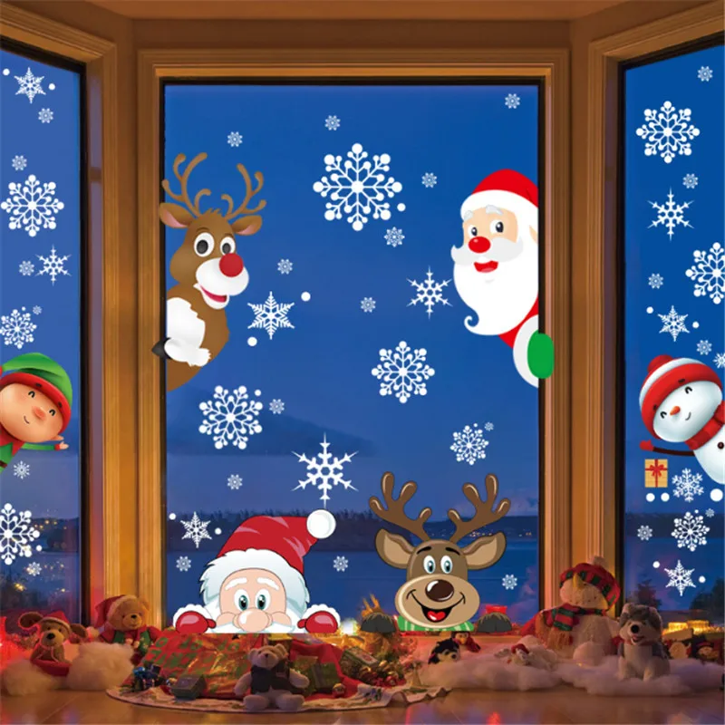 Skhek Christmas Gift 2023 Merry Christmas Wall Stickers Window Glass W