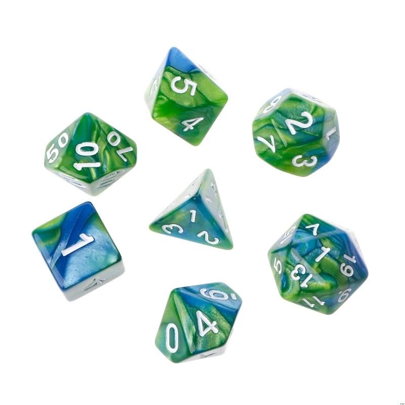 C 7 шт./компл. многогранник 2-Цвет D&D кости с эффект мраморной поверхности D4 D6 D8 D10 D10% D12 D20 Черного, красного, голубого цвета прозрачные игральные кости - Цвет: C