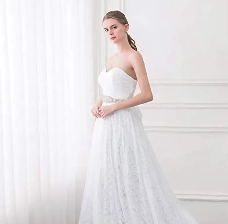 white color Кружевное бальное платье, свадебные платья, милые платья для невесты, украшенные бисером - Цвет: white color