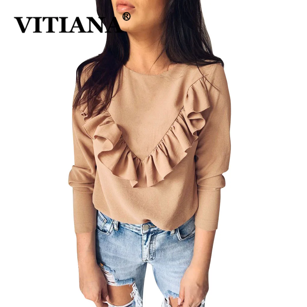 

VITIANA Women Casual Patchwork T Shirt Autumn 2019 Female Long Sleeve O-Neck Black Sexy Tshirt Ladies Elegant Tee Streetwear