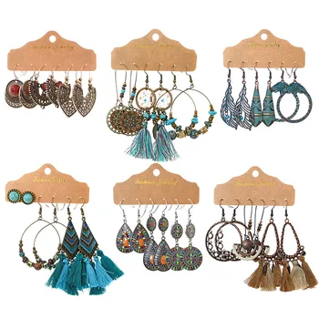 

Vintage Boho Big Round Earrings For Women Brincos Geometry Tassel Dangle Earring Set 2020 Fashion Ethnic Earrings Jewelry Gift