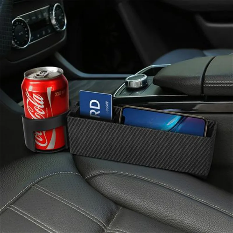 carbon fiber materia Автомобильный слот для сиденья многофункциональная коробка для хранения складной автомобильный стеганый держатель для чашки аксессуары для салона автомобиля Органайзер - Название цвета: carbon fiber materia