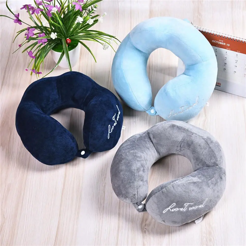 Office Soft Memory Foam U Shaped Travel Pillow Soft Foam Neck Pillow Car Airplane Head Rest Support Pad