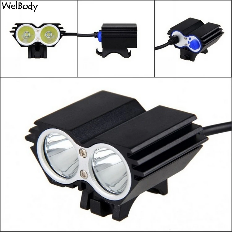 Мощная светодиодная велосипедная лампа 2XT6 перезаряжаемая Водонепроницаемая