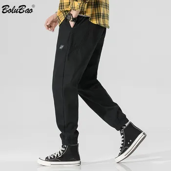 

BOLUBAO Fashion Men's Pants Brand Men Small Feet Wild Trousers Drawstring Pencil Pants Casual Solid Color Male Cargo Pants