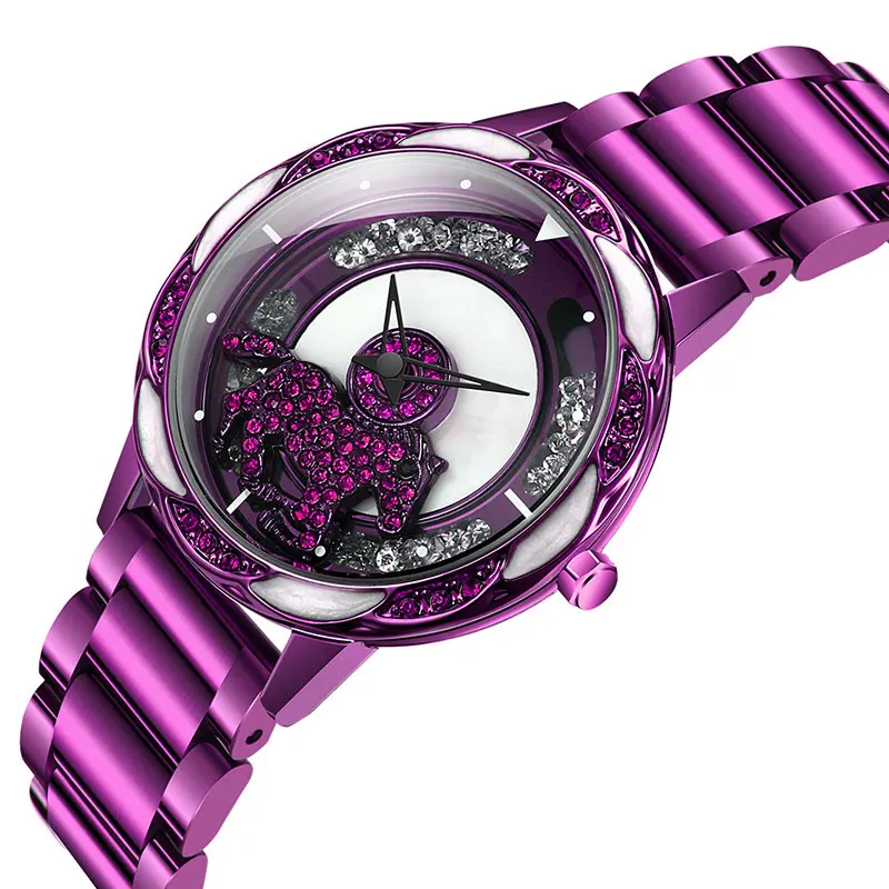 purple 1 SANDA наручные часы женские Роскошные известный бренд наручные часы женские кварцевые часы для женщин часы вращающиеся часы - Цвет: purple 1