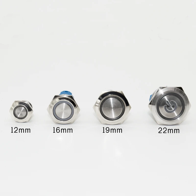 push button switch 12/16/19/22mm Metal Push Button Switch Momentary Latching Fixed Electric On Off Power Start Stop LED Light 3V 6V 12V 24V 220V